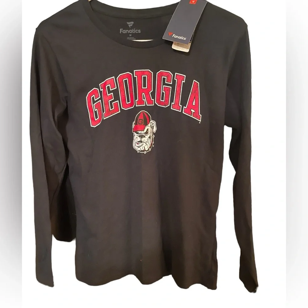 NWT Fanatics Black Georgia Long Sleeve Tee - Picture 1 of 5